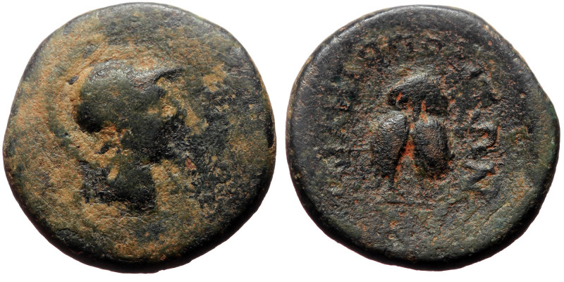 Mysia, Miletopolis AE (Bronze, 5.24g, 18mm) 2nd-1st centuries BC
Obv: Helmeted h...