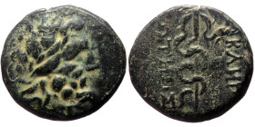 Mysia, Pergamon (Mid-late 2nd century BC) AE (Bronze, 3.93g, 15mm)
Obv: Laureate head of Asklepios right, Rev: ΑΣΚΛΗΠΙΟΣ / ΣΩΤΗΡΟΣ.
Rev: Serpent coile...