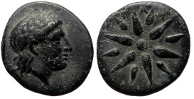 Mysia, Gambrion (4th century BC) AE (Bronze, 3.97g, 18mm)
Obv: Laureate head of Apollo right.
Rev: Γ - Α - Μ, Star of twelve rays.
Ref: SNG France 908...
