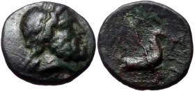 Mysia, Lampsakos, Adramytion or Iolla, AE,(Bronze, 1.81 g 12 mm), Circa 400-300 BC.
Obv: Laureate head of Zeus right
Rev: Forepart of pegasos right.