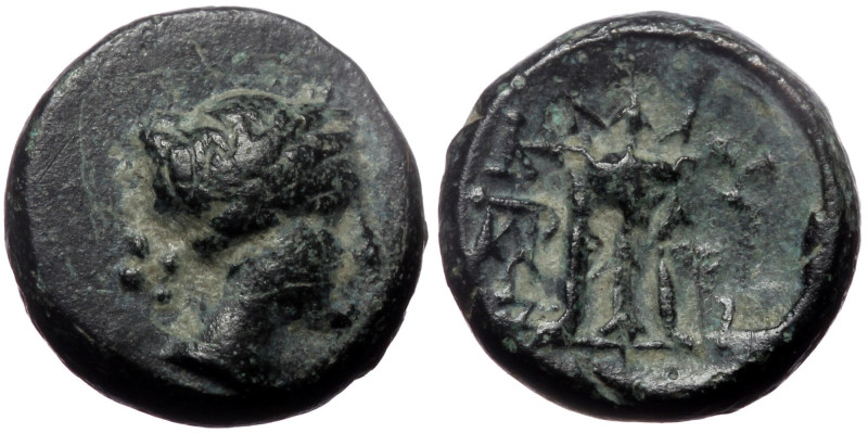Mysia, Kyzikos, AE, (Bronze, 1.84 g 10 mm), 3rd century BC. 
Obv: Head of Kore S...