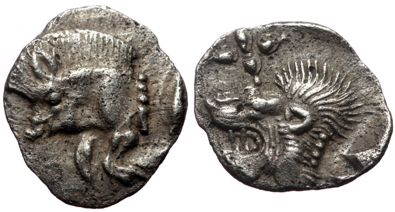 Mysia, Kyzikos, AR Hemiobol, (Silver, 0.38 g 10 mm) ca 450-400 BC.
Obv: Forepart...