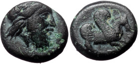 Mysia, Lampsakos? Iolla ? Adramytion ?, AE, (Bronze, 1.76 g 11 mm), 4th century BC. 
Obv: Laureate head of Zeus right
Rev: Forepart of pegasos right.