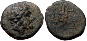 Mysia, Pergamon, Civic Issue (200-113 BC) AE (Bronze, 16mm, 2.90g) 
Obv: Laureate head of Aesclepios (or Zeus) right 
Rev: ΑΣ - ΚΛΗΠΙΟΥ / ΣΩΤΗΡΟΣ, leg...
