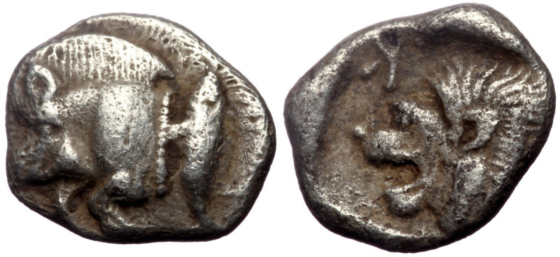 Mysia, Kyzikos, AR Hemiobol, (Silver,0.77 g 9 mm), Circa 525-475 BC. 
Obv: Forep...