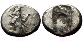 Persia, Achaemenid Empire. temp. Darios I to Xerxes II (ca 485-420 BC) AR Siglos (Silver, 4.17g, 16mm) Sardes 
Obv: Persian king or hero, wearing kida...