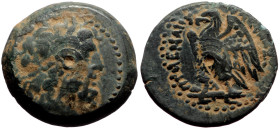 Ptolemaic Kings of Egypt, Ptolemy II Philadelphos (285-246 BC) AE Hemiobol (Bronze, 5.79g, 20mm) Alexandria.
Obv: Laureate head of Zeus Ammon right.
R...