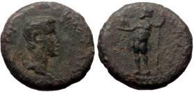 Aeolis, Aegae. Britannicus, Caesar. AE. (Bronze, 3.67 g. 16 mm.) c. AD 43/8. Magistrate, Apollodoros, son of Poplios (or the City), also known as Chal...
