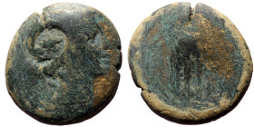 Unreaserched Roman Provincial AE coin (Bronze, 6.61g, 21mm) with one countermark
Obv: Laureate head of Apollo right, countermark: "Helios bust to righ...
