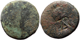 Unreaserched Roman Provincial AE coin (Bronze, 8.01g, 24mm), with countermark
Obv: Head right, with countermark "TAR monogram" 
Rev: Blank
Ref: ???