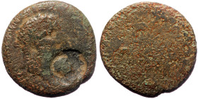 Unreaserched Roman AE coin (Bronze, 4.82g, 21mm) with two countermarks
Obv: Laureate bust right, countermark: "head right within round incuse" 
Rev: B...