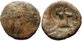 Unreaserched Roman Provincial AE coin (Bronze, 3.67g, 18mm), with countermark
Obv: Blank except for unidentified round countermark 
Rev: Blank 
Ref: ?...