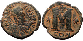 Anastasius I (491-518) AE Follis (Bronze, 32mm, 17.69g) Constantinople, 3rd officina. 498-518. 
Obv: Diademed, draped, and cuirassed bust right 
Rev: ...