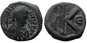 Anastasius I (491-518) AE Half Follis (Bronze, 9.23g, 25mm) Constantinopolis Obv: D N ANASTASIVS P F AVC, Diademed, draped and cuirassed bust of Anast...