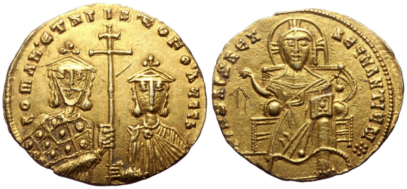 Constantine VII with Romanus I and Christopher, AV, Solidus (Gold, 4.47 g. 21 mm...