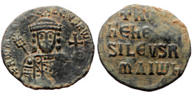 Constantine VII Porphyrogenitus, with Romanus I (913-959) AE Follis (Bronze, 23mm, 4.86g) Constantinople, 931-944. 
Obv: + RωmAҺ bASILЄVS Rωm', Crowne...