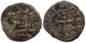 Crusaders, Frankish Greece and TheArchipelago Achaia, Charles I of Anjou (1278-1285) AR/ Bl Denier tournois (Silver, 0.81g, 19mm) 
Obv: Cross, +.K. R....