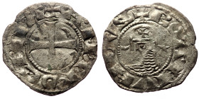 Crusaders, Antioch, Bohemund III (1163-1201) AR Denier (Silver, 18mm, 0.70g) 
Obv: +BOAHVHDVS, helmeted and mailed bust left; crescent before, star be...