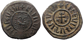 Armenia. Levon I (Leo I the Great), AE, Tank (Bronze, 6.79 g. 29 mm.) Sis. 1198-1219 AD.
Obv: [ԼԵԻՈՆ ԹԱԳ[ԱՈՐ Հ]ԱՅԻՈՑ] (Levon king of the Armenians), c...