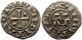Sicily, Henry VI and Constance (1194-1196) AR Denaro. Brindisi. 
Obv: + HE INPERATOR, Cross potent, two stars in field 
Rev: + C INPERATRIX, A P. 
Ref...