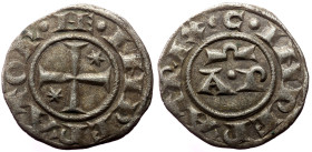 Sicily, Henry VI and Constance (1194-1196) AR Denaro. Brindisi. 
Obv: + HE INPERATOR, Cross potent, two stars in field 
Rev: + C INPERATRIX, A P. 
Ref...
