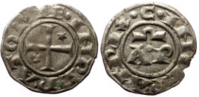Sicily, Henry VI and Constance (1194-1196) AR Denaro. Brindisi. 
Obv: + HE INPERATOR, Cross potent, two stars in field 
Rev: + C INPERATRIX, A P. 
Ref...