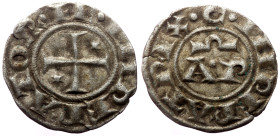 Sicily, Henry VI and Constance (1194-1196) AR Denaro. Brindisi. 
Obv: + HE INPERATOR, Cross potent, two stars in field 
Rev: + C INPERATRIX, A P. 
Ref...