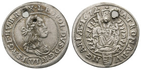Habsburg, Leopold I (1657-1705) AR VI Kreuzer (Silver, 3.06g, 26mm) 1672, Kremnitz.
Obv: I S A GE HV B R EX LEOPOLDVS D G R / VI, Laureate and cuirass...