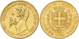 CASA SAVOIA.  

Vittorio Emanuele II re di Sardegna, 1849-1861. Da 20 lire 1860 Genova.
Pagani 356. Friedberg 1147.
Raro. q.Spl

Ex acquisto privato d...