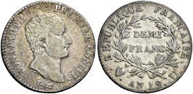 PIEMONTE. Torino.  

Demi Franc an 12 (1803-1804), AR. Pagani 10. Le Franc 173/15. Gadoury 394.
Estremamente raro. BB