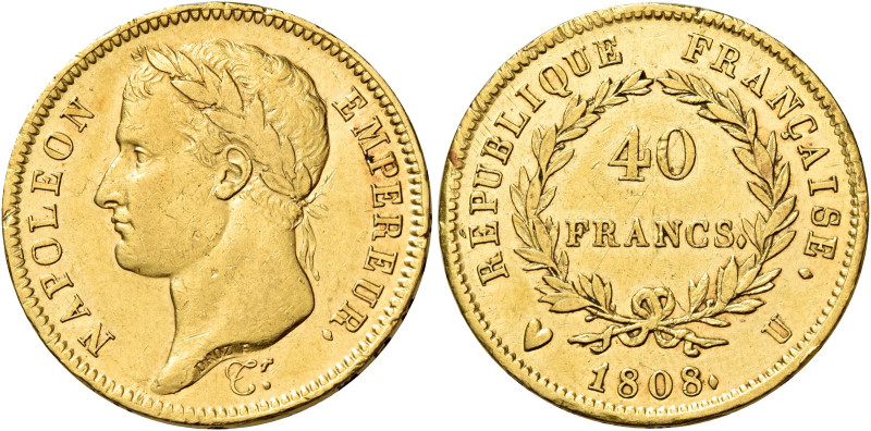 PIEMONTE. Torino.  

Da 40 franchi 1808, AV. Pagani 14. Le Franc 540/5. Gadoury ...