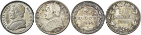 EMILIA. Stato Pontificio Bologna.  

Lotto di due monete. Da 20 baiocchi anno III/1849. AR. Pagani 277. MIR 3139/1. Da 20 baiocchi anno XIII/1858, A...