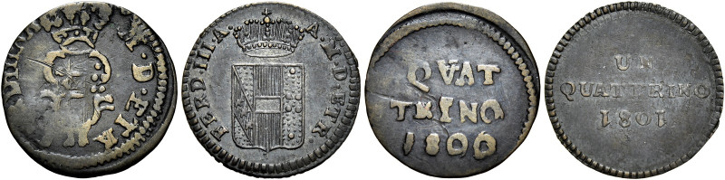 TOSCANA. Firenze.  

Lotto di due monete. Quattrino 1800, 1801, Cu. Pagani 012, ...