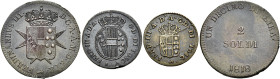 TOSCANA. Firenze.  

Lotto di tre monete. Da 2 soldi da 1/10 di lira 1818, Cu. Pagani 79. Soldo da 1/20 di lira 1822 e quattrino 1822. Pagani 82, 88.
...