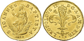 TOSCANA. Firenze.  

Zecchino 1824, AV. Pagani 101. Friedberg 345.
Raro. Tondello ondulato in fase di coniazione, altrimenti migliore di Spl