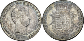 TOSCANA. Firenze.  

Quattro fiorini o francescone 1859, AR. D/ testa grossa barbuta a d. Rv. Stemma coronato su Croce di Santo Stefano, attorno il Co...