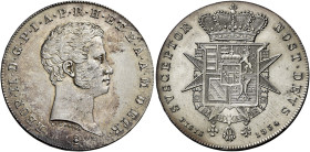 TOSCANA. Firenze.  

Due fiorini o ½ francescone 1834, AR. D/ Testa adulta a d. Rv. Stemma coronato attorno il Collare. Pagani 125,
Molto raro. Graffi...