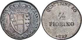 TOSCANA. Firenze.  

½ fiorino o quattrini cinquanta 1827, AR. Pagani 141.
q.Fdc