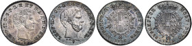 TOSCANA. Firenze.  

Lotto di due monete. ½ paolo 1832, AR. Testa giovanile a d. Pagani 156. ½ paolo 1853, AR. Testa adulta a d.. Pagani 158.
q.Fdc...