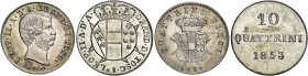 TOSCANA. Firenze.  

Lotto di due monete. Dieci quattrini o 2 krazie 1853, AR. Testa giovanile a d.. Pagani 165. Dieci quattrini o 2 krazie 1858, AR. ...