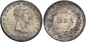 TOSCANA. Lucca.  

Lira 1834, AR. Pagani 262.
Rara. Migliore di Spl
