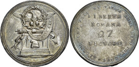 LAZIO. Roma.  

Scudo detto “Libertà Romana 27 Piovoso” (1799), AR 24,48 g. Altare con berretto frigio fra due pugnali in rilievo. Sopra fascio orizzo...
