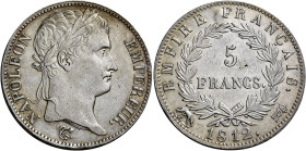 LAZIO. Roma.  

Da 5 franchi 1812, AR. Pagani 96. MIR 3045/1. Davenport 85 (Francia). Le Franc 307/52. Gadoury 584.
Molto raro. Difetto del tondello a...