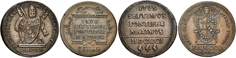 LAZIO. Stato Pontificio Roma.  

Lotto di due monete. Baiocco del Possesso 1801,...