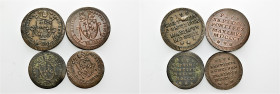 LAZIO. Stato Pontificio Roma.  

Lotto di quattro monete. Mezzo baoicco del Possesso 1801, mezzo baoicco 1802, quattrino 1802, quattrino del Possesso ...