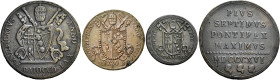 LAZIO. Stato Pontificio Roma.  

Lotto di tre monete. Baiocco 1816/XVI, mezzo baiocco 1816/XVI, quattrino 1816 Cu. Pagani 111, 114, 118a. MIR 3051/1, ...