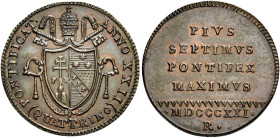 LAZIO. Stato Pontificio Roma.  

Quattrino G P 1821/XVII, Cu. Pagani 120a. MIR 3055/2.
Rarissimo. q.Fdc

Ex asta Montenapoleone 1, 1982, 752. Esemplar...