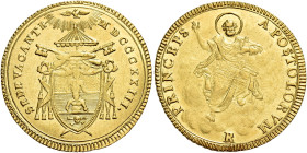 LAZIO. Stato Pontificio Roma.  

Sede Vacante (Camerlengo cardinale Bartolomeo Pacca), 20 agosto 1823 – 27 settembre 1823. Doppia 1823, AV. Pagani 1...