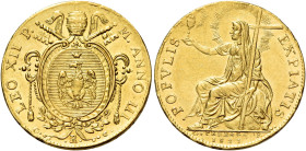 LAZIO. Stato Pontificio Roma.  

Leone XII (Annibale Sermattei della Genga) 28 settembre 1823 – 10 febbraio 1829. Doppio zecchino o leonina anno III/1...