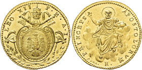 LAZIO. Stato Pontificio Roma.  

Doppia anno I, AV. Firma CERB. Pagani 128a. MIR 3073/2. Friedberg 254.
Molto rara. Fondi a specchio, Fdc

NGC MS...